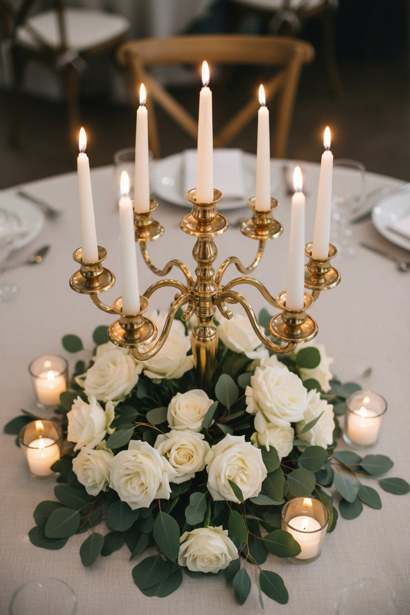 Flameless Flickering Taper Candles - 7.5 Inch Ivory LED Candles with Remote - Rental