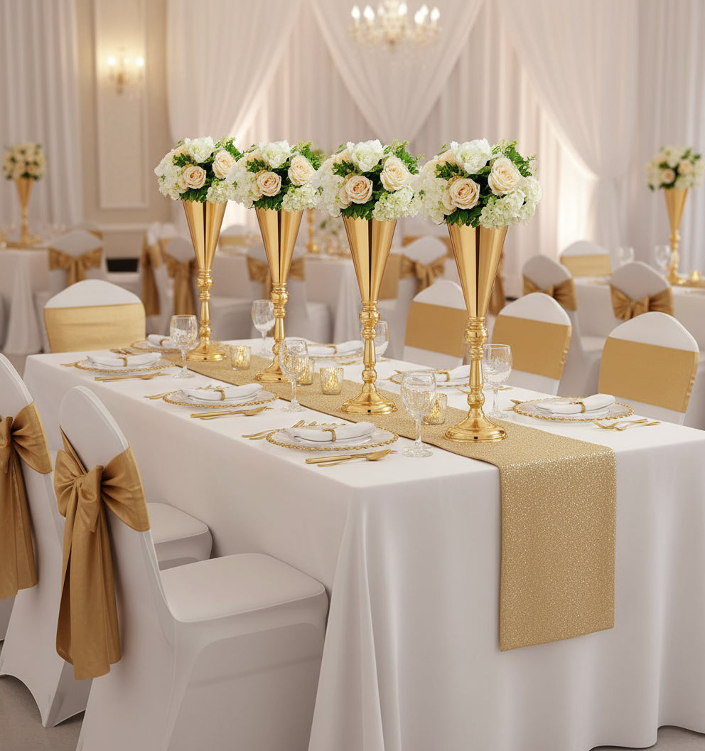 Golden Metal Flower Table Decor Set – Tayamek Anamera - Rental