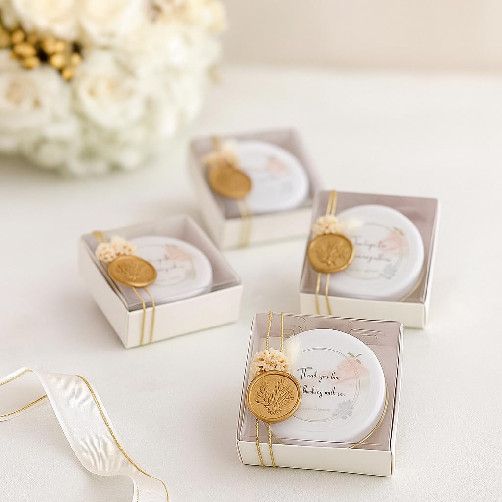 Personalized Wedding Favor Candle Set with Sealed Gift Box – Bulk Soy Wax Candles with Dried Flowers, Custom Name Label – Bridal Shower, Baby Shower, Birthday Guest Gifts (10–200 pcs)