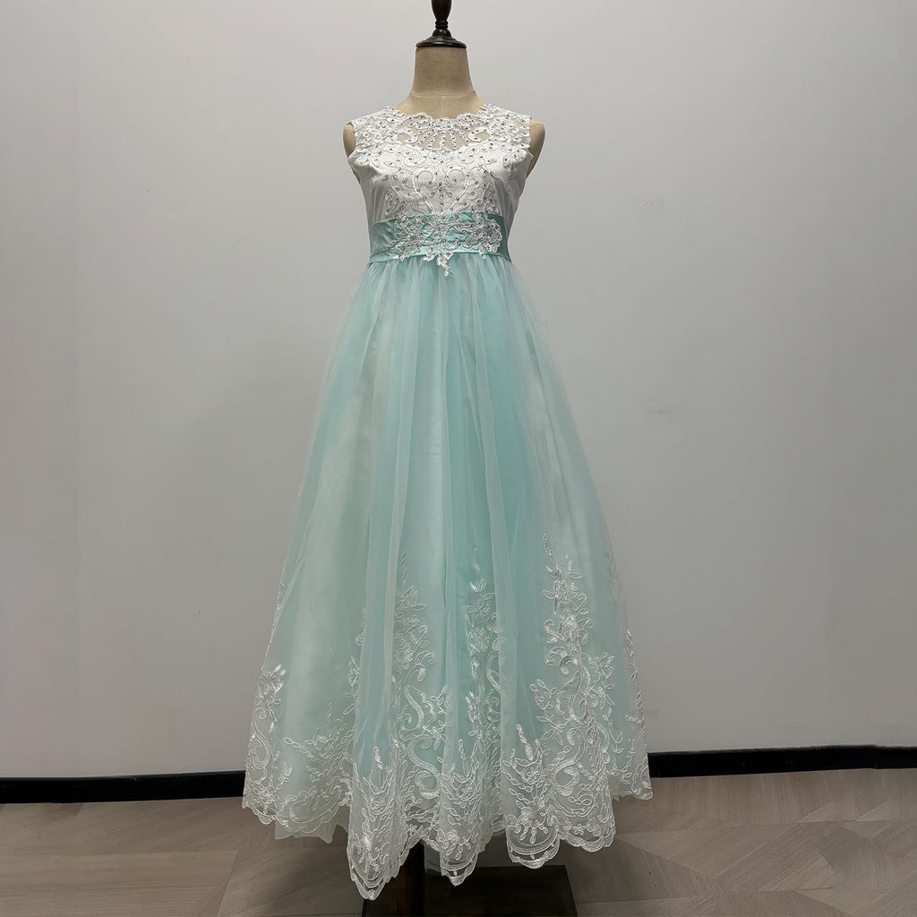 Girls Lace Princess Dress for Birthday Party Wedding Bridesmaid Prom Formal Ball Gown Puffy Tulle Dresses