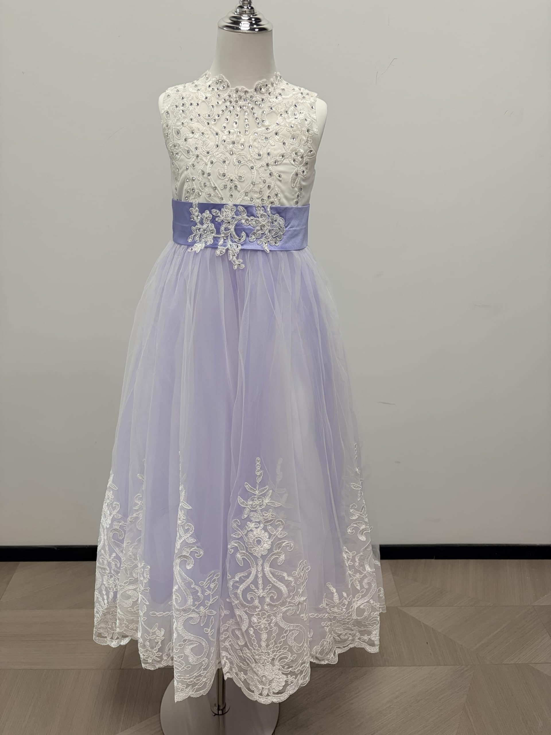 Girls Lace Princess Dress for Birthday Party Wedding Bridesmaid Prom Formal Ball Gown Puffy Tulle Dresses