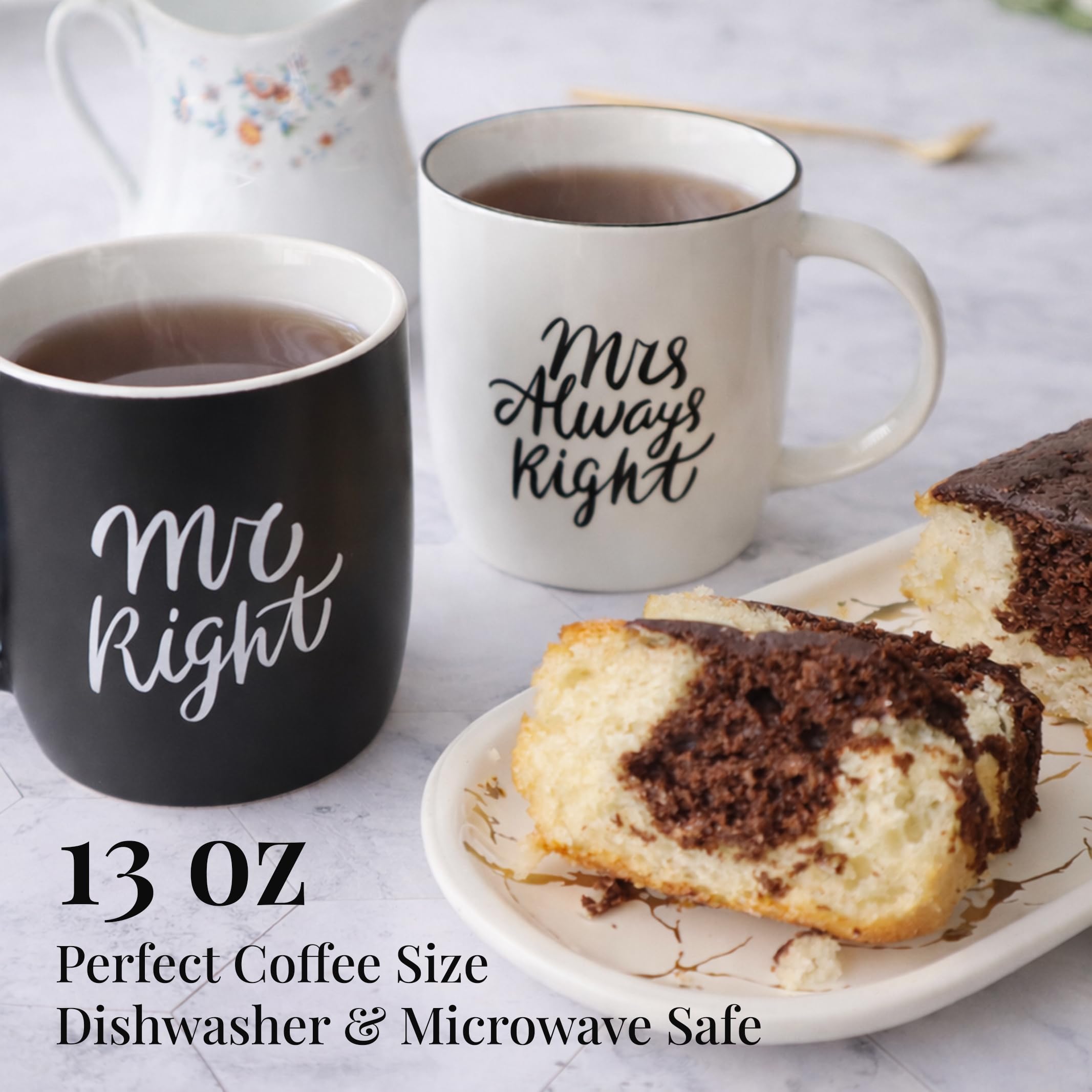Triple Gifffted Mr Right and Mrs Always Right Coffee Mugs Gift Set, 380 ml | Gifts for Couples, Wedding Anniversary, Engagement, Christmas, His & Hers, Bride and Groom, Parents, Newlyweds Bridal Shower