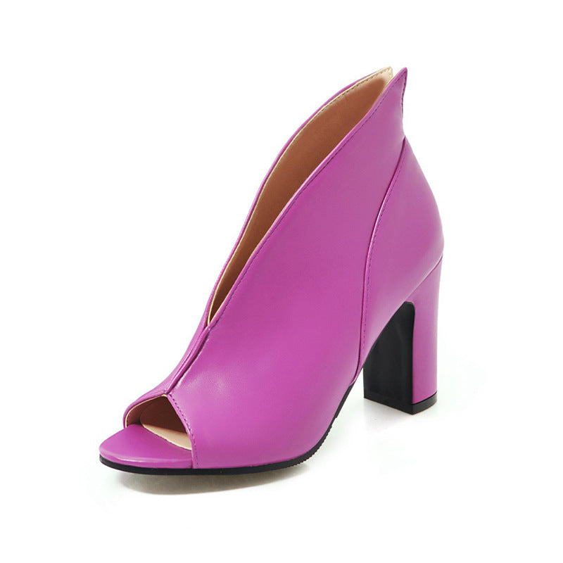 Fish mouth thick heel super high heel plus size sandals