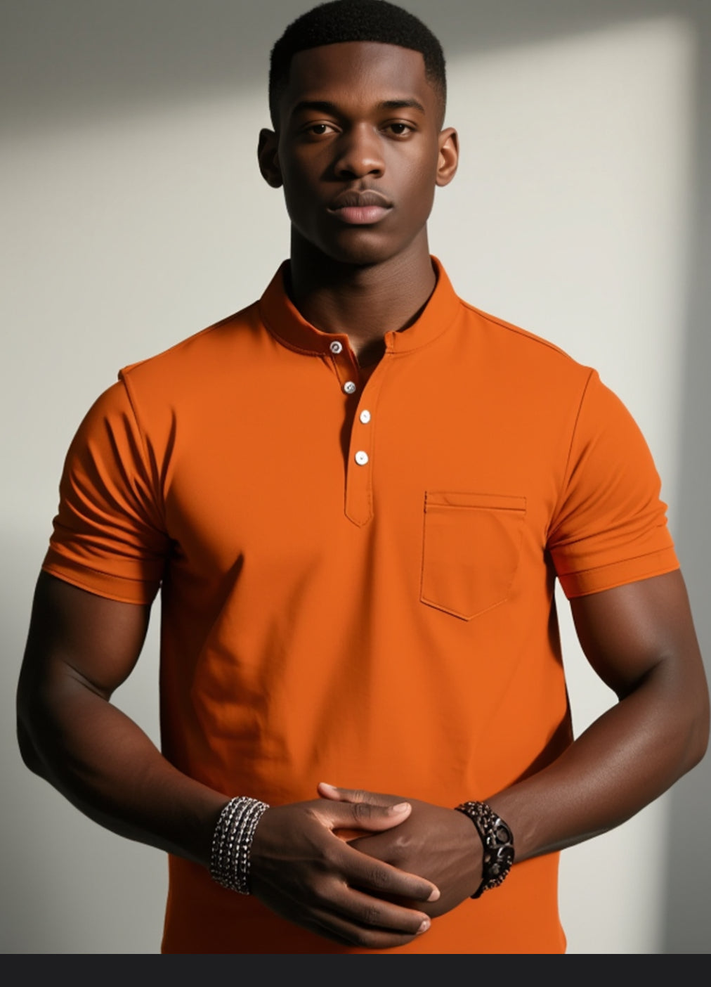 Men's Retro Short Sleeve Shirt – Orange | Tayamek Anamera