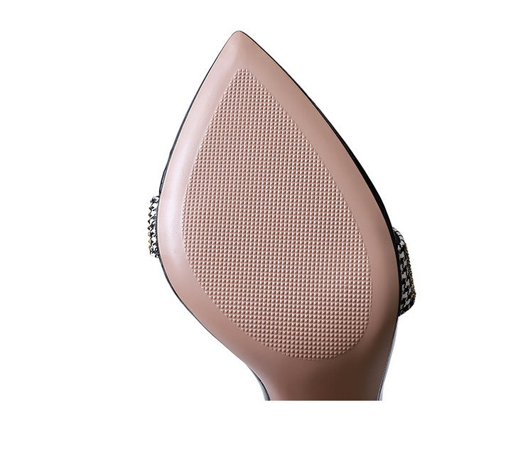 Metal Heel Super High Heel Pointed Toe Slip-On Sandals