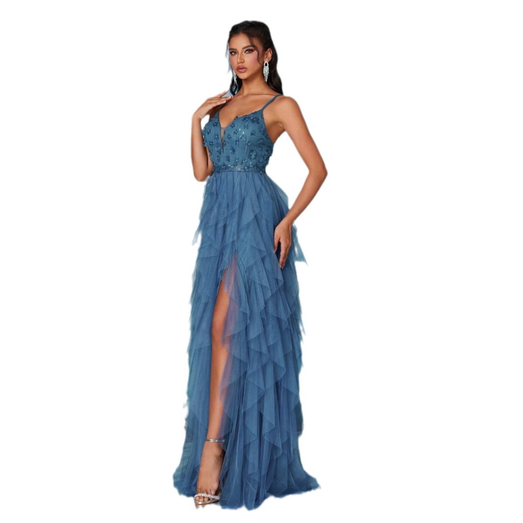 New Mesh Design Sense Light Luxury Minority Ceremony Evening Dress For Women