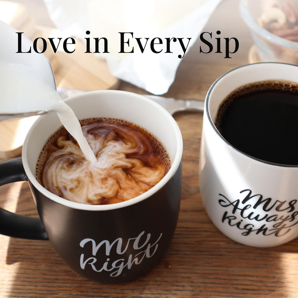 Triple Gifffted Mr Right and Mrs Always Right Coffee Mugs Gift Set, 380 ml | Gifts for Couples, Wedding Anniversary, Engagement, Christmas, His & Hers, Bride and Groom, Parents, Newlyweds Bridal Shower