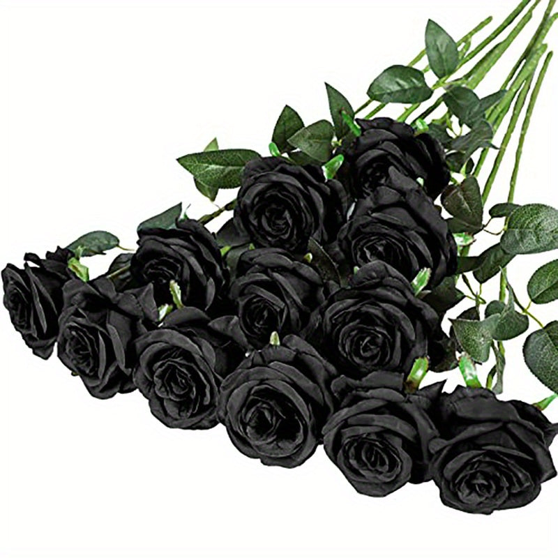 12pcs Realistic Artificial Rose Bouquet for Weddings, Birthdays, and More - Long Stem Roses for Floral Arrangements and Home Decor - Perfect Gift for Valentine's Day, Mother's Day, and Birthdays