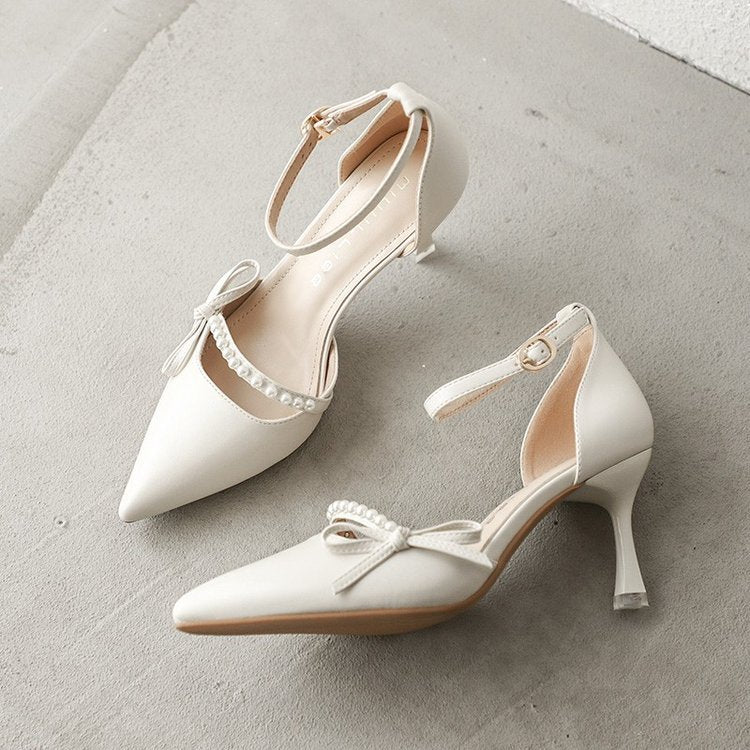 White High-Heel Shoes Versatile Strap Pumps With A Sleek French Stiletto Heel