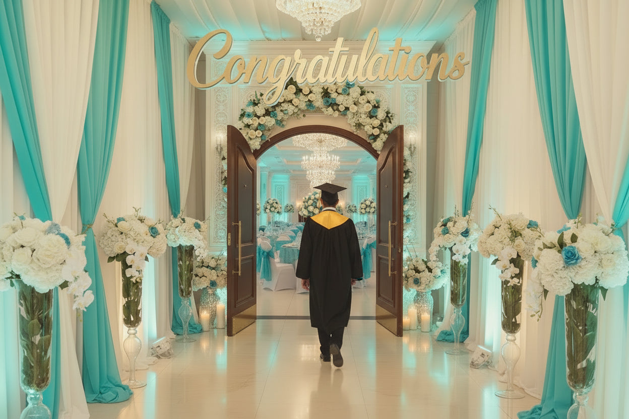 Graduation Gown Rental - Complete Black & Gold Set | Tayamek Anamera