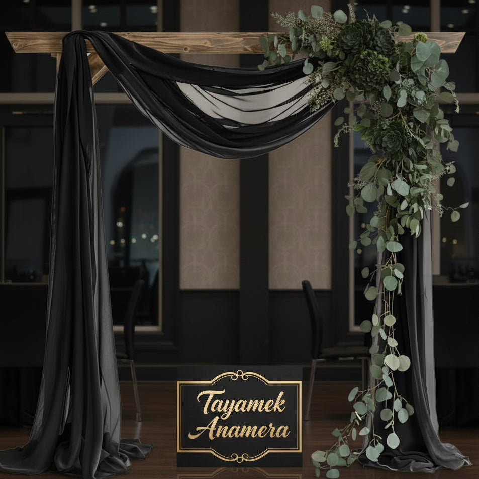 Drapé Chiffon Noir 73 cm x 6 m | Location Décoration Événement