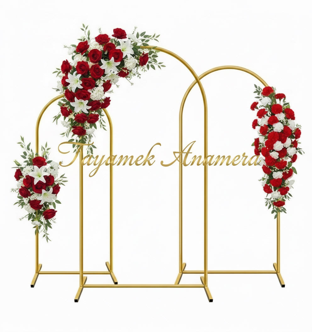 Arch Backdrop Stand Set 6/6.6/7.2 ft - Wedding Arched Frame with 12 Ground Nails - Rental