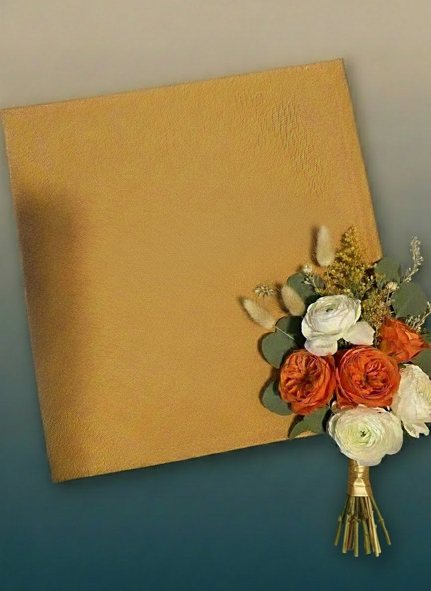 Serviettes de Table Polyester 20x20" - Blanc et Doré - Ensemble de 4