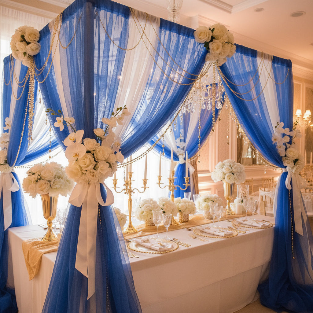 Royal Blue Sheer Tulle Roll Rental (157.4 inches)
