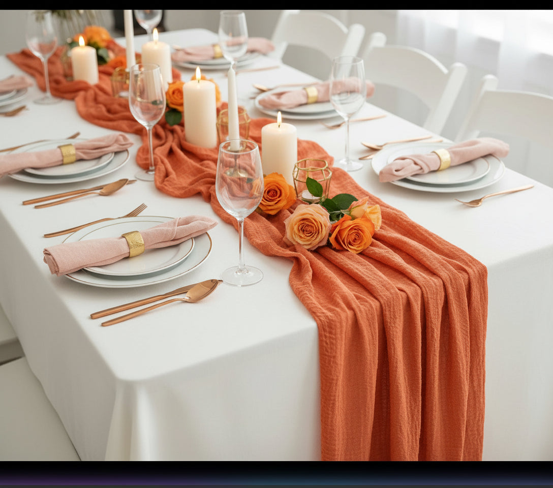 Cheesecloth Gauze Runner & Chair Sash | Tayamek Anamera Rental