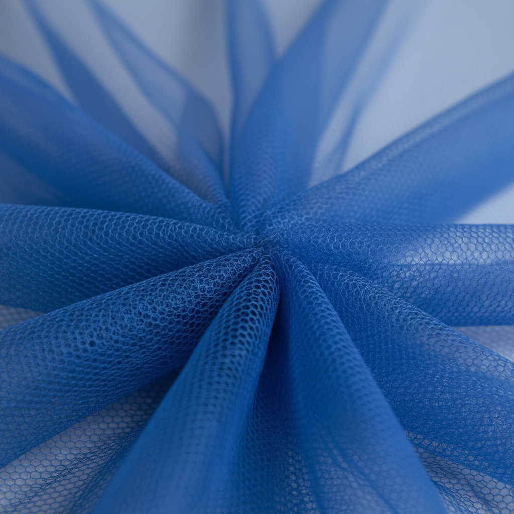 Close-up royal blue tulle texture