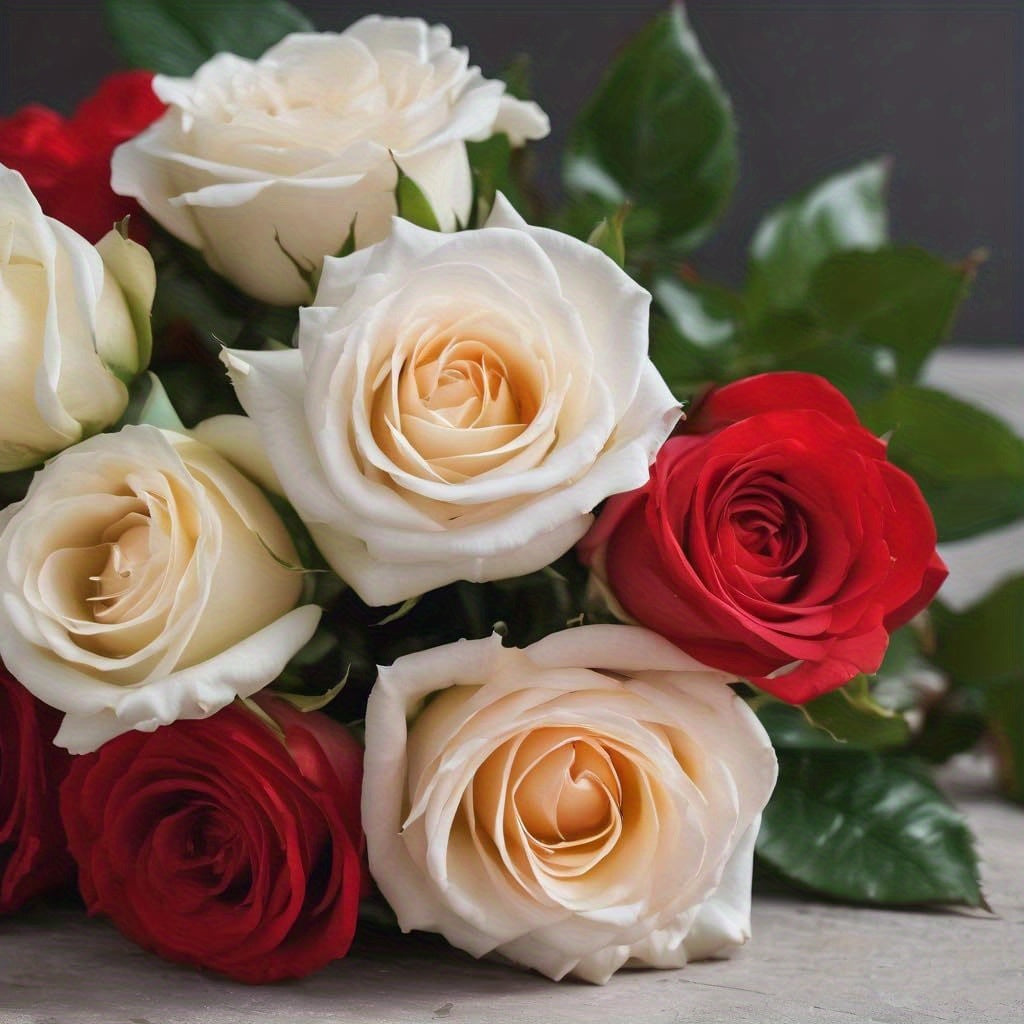 12pcs Realistic Artificial Rose Bouquet for Weddings, Birthdays, and More - Long Stem Roses for Floral Arrangements and Home Decor - Perfect Gift for Valentine's Day, Mother's Day, and Birthdays