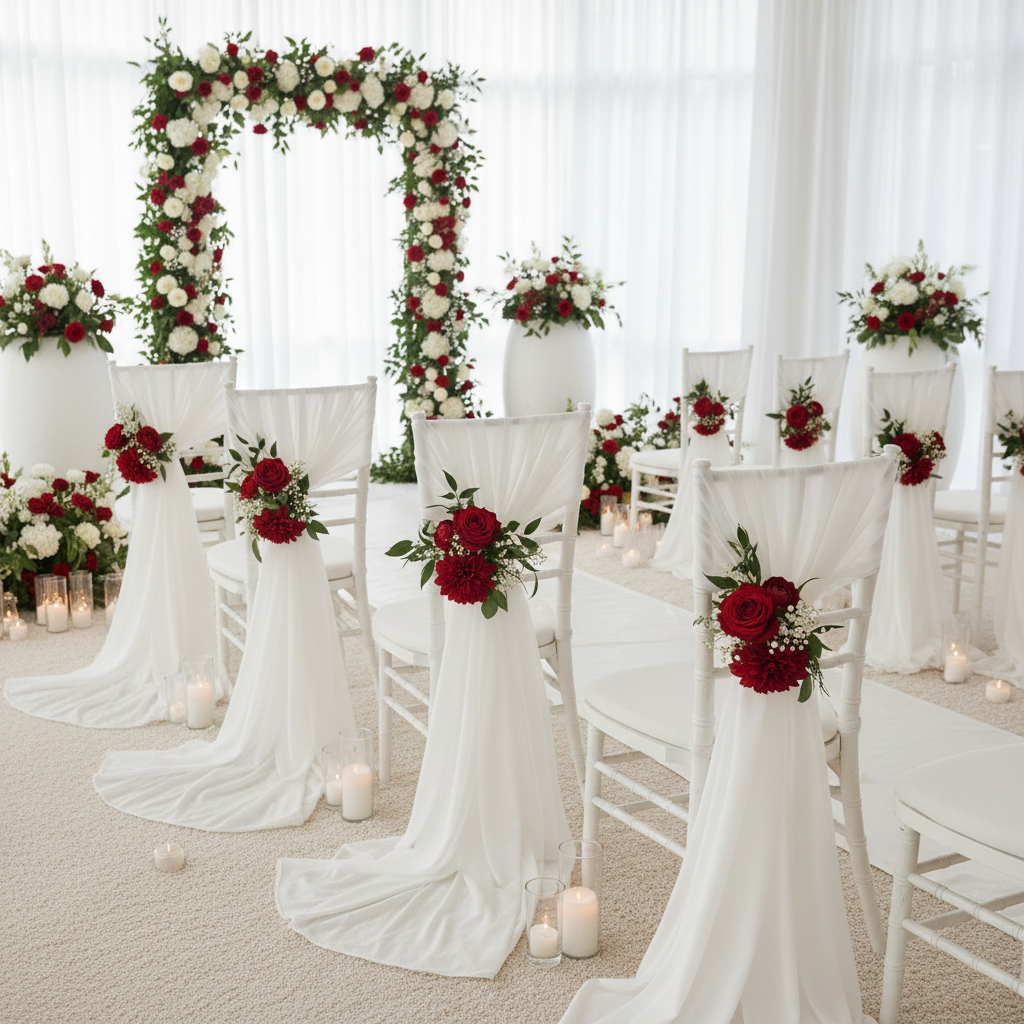 Housses de chaise Tayamek Anamera avec fleurs rouges