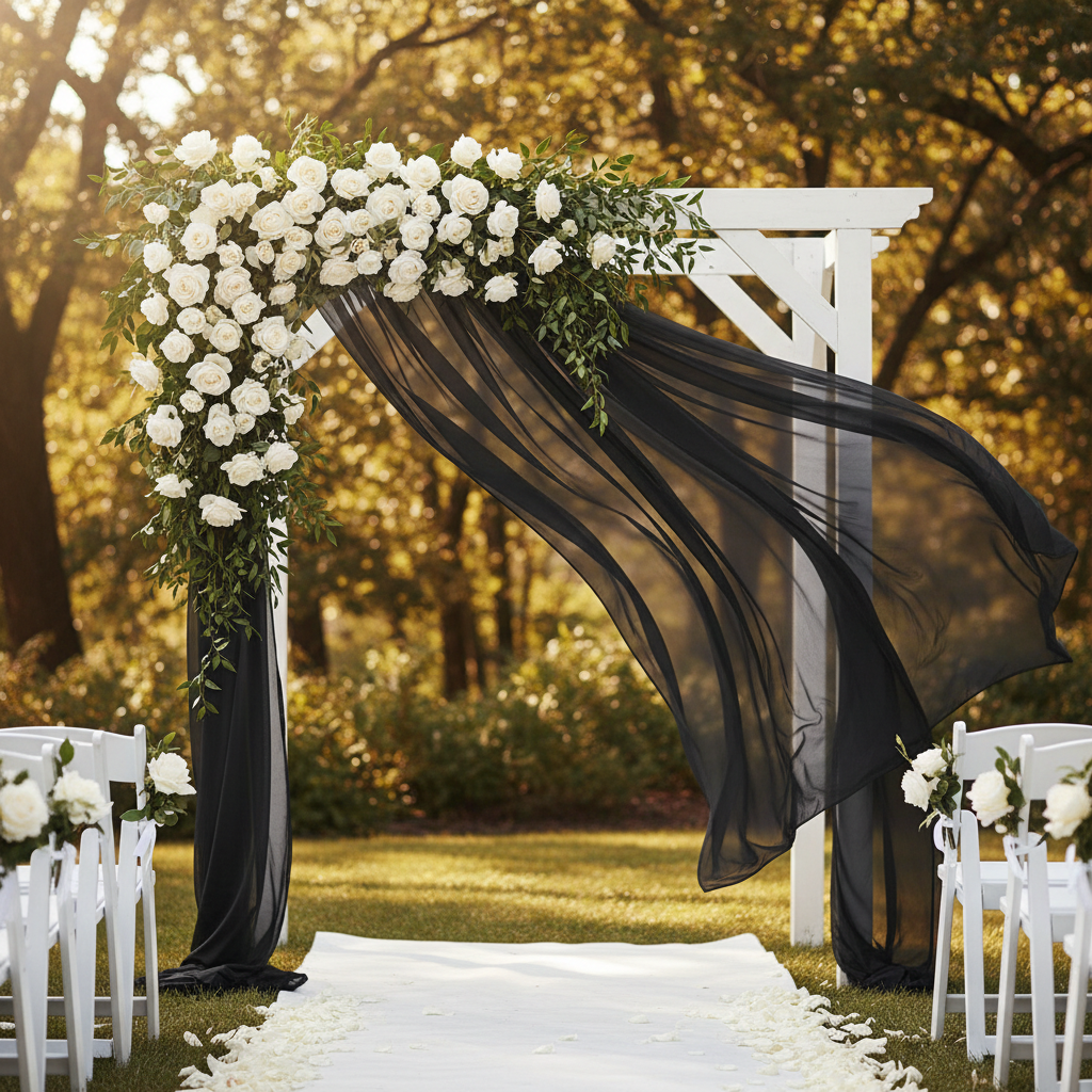 Drapé Chiffon Noir 73 cm x 6 m | Location Décoration Événement