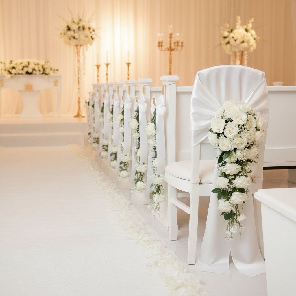 moonoom 24 Pcs Wedding Church Pew Clips, Ceremony Aisle Chair Hangers, Wedding Pew Bow Hooks for Ceremony Banquet Party Reception Bow Garland Wreath Flowers Holder