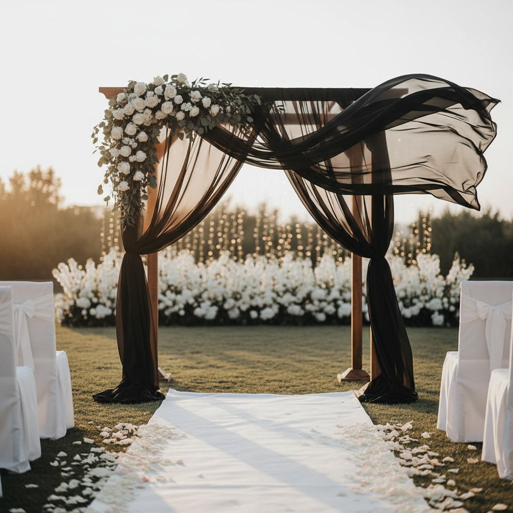 Drapé Chiffon Noir 73 cm x 6 m | Location Décoration Événement