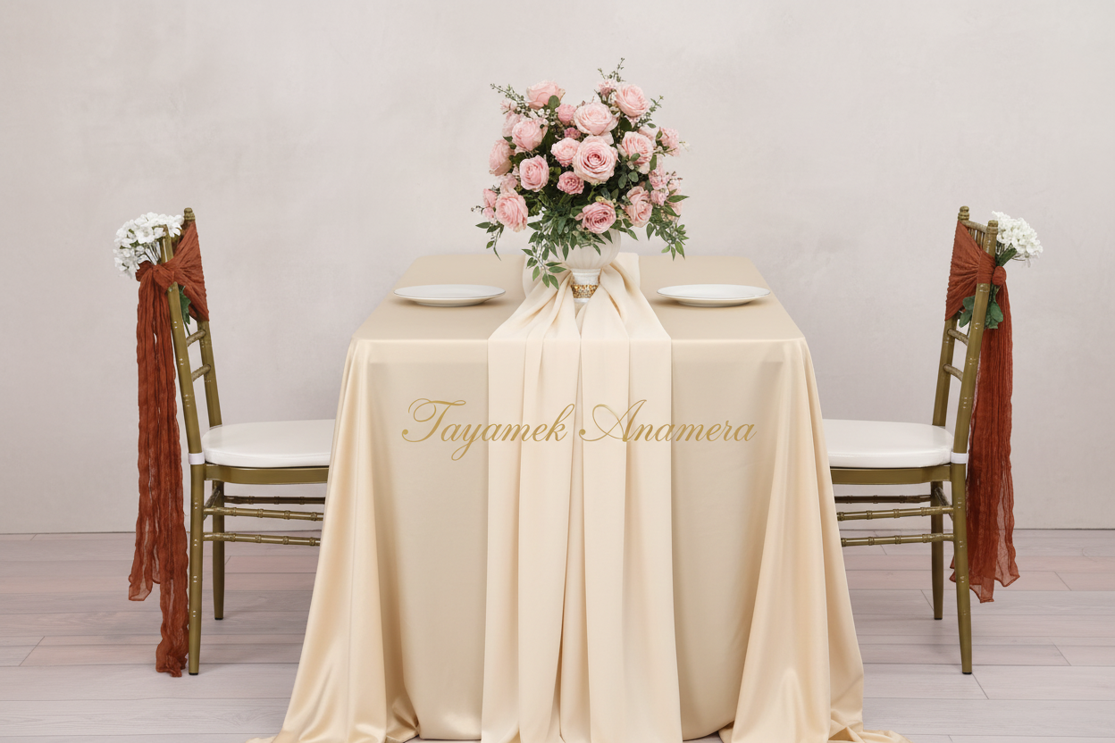 Cheesecloth Gauze Runner & Chair Sash | Tayamek Anamera Rental