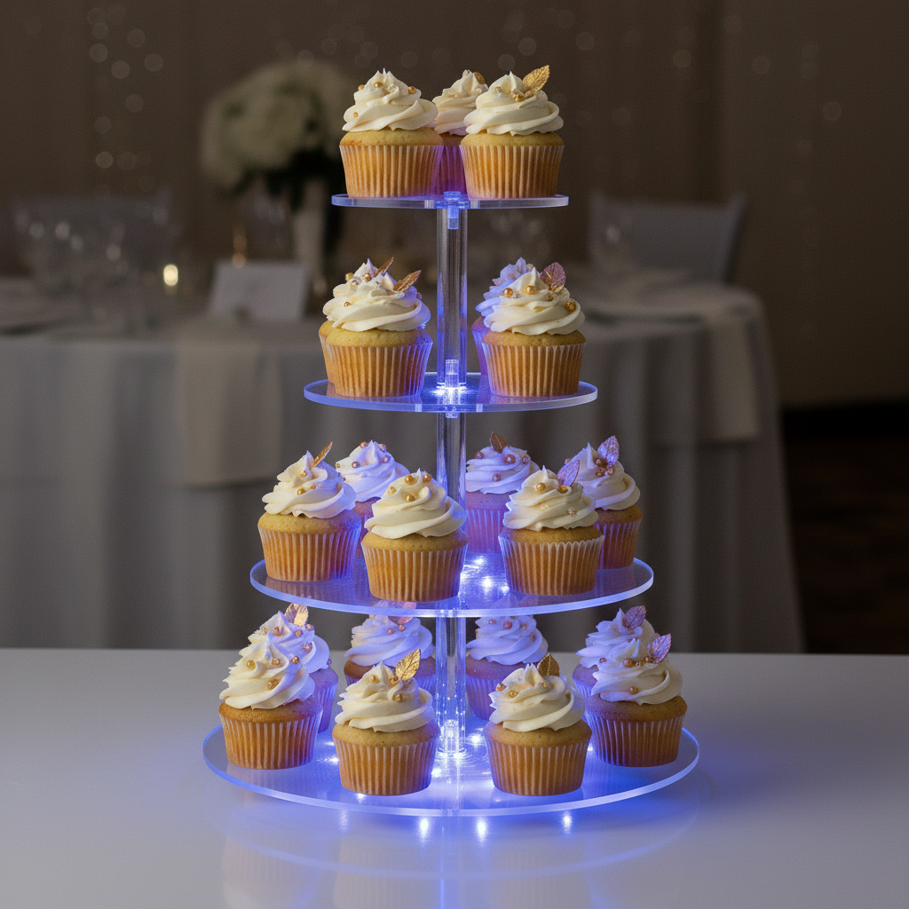 LED cake stand with blue lights