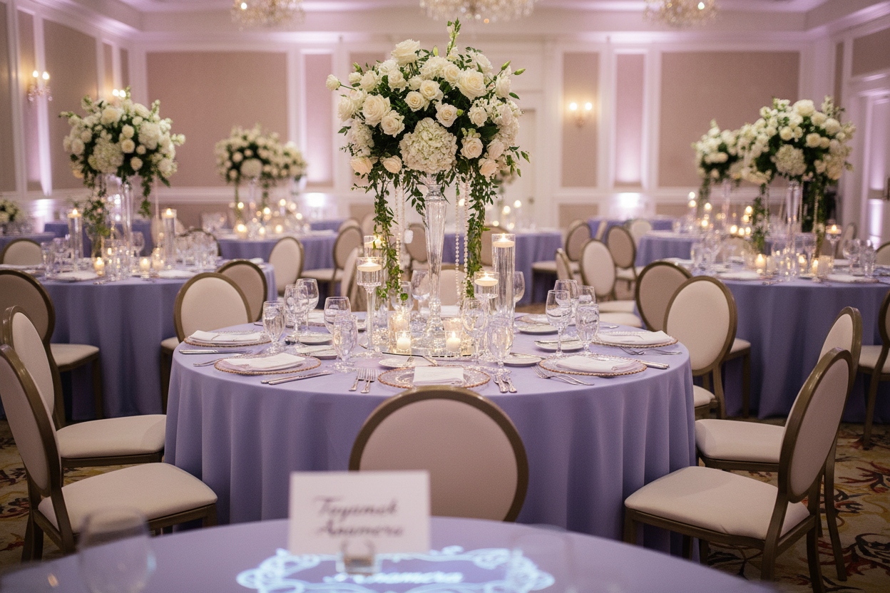 120 Inch Round Tablecloth Lavender - Polyester Fabric Table Cover - Rental