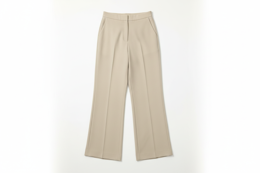 Pantalon kaki taille haute à plat