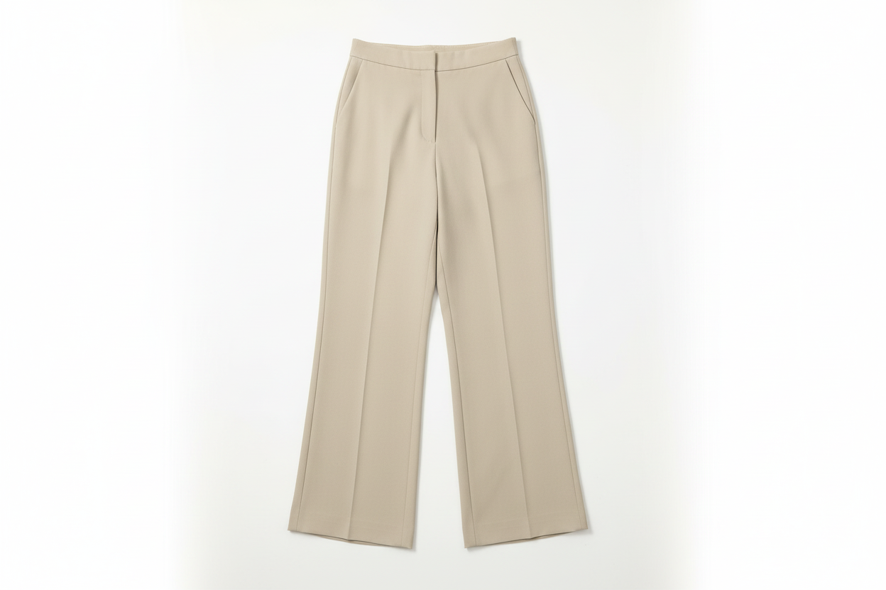 Pantalon kaki taille haute à plat