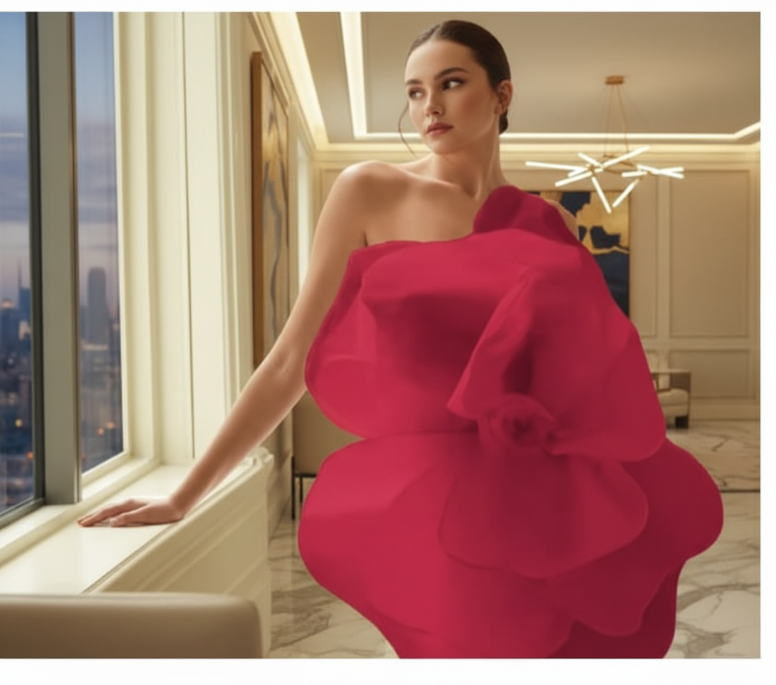 Robe rouge avec fond luxueux