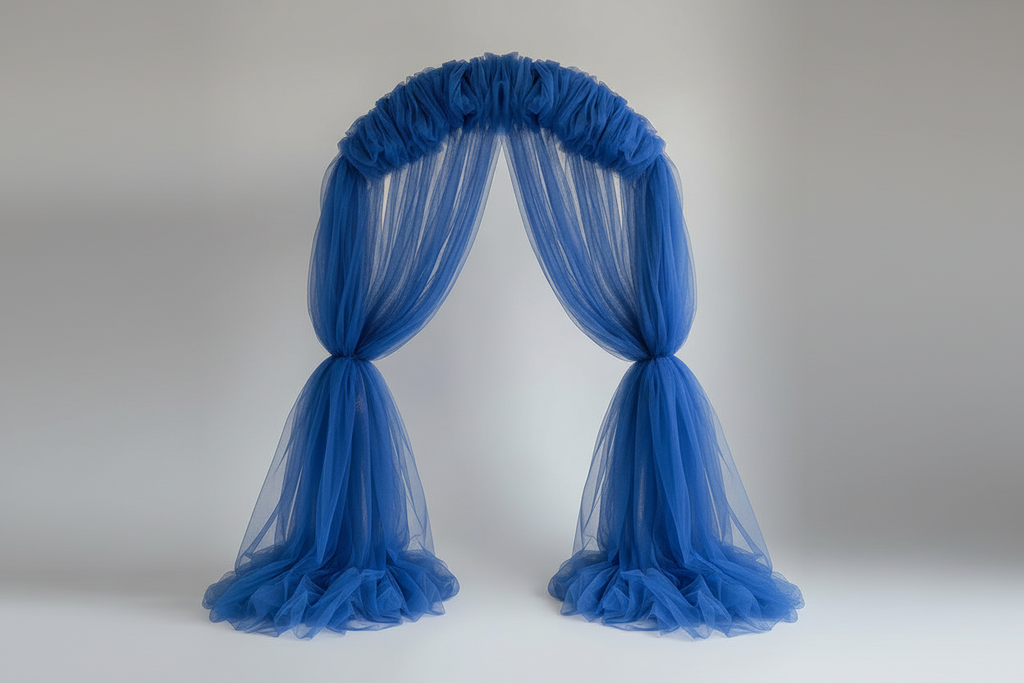 Royal blue tulle draped simply
