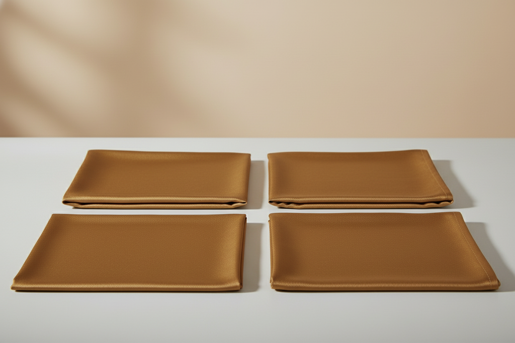 Serviettes carrées dorées-bronze x4