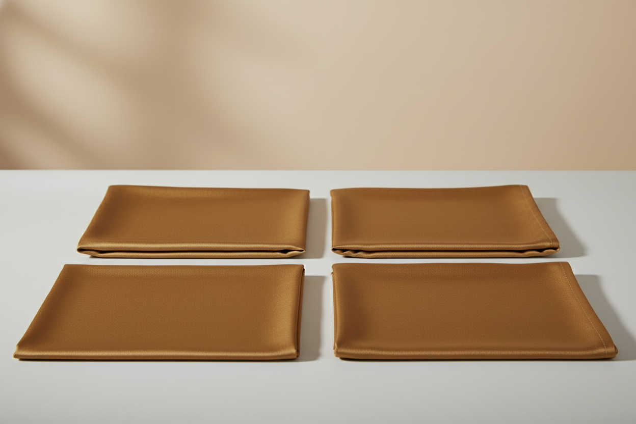 Serviettes carrées dorées-bronze x4