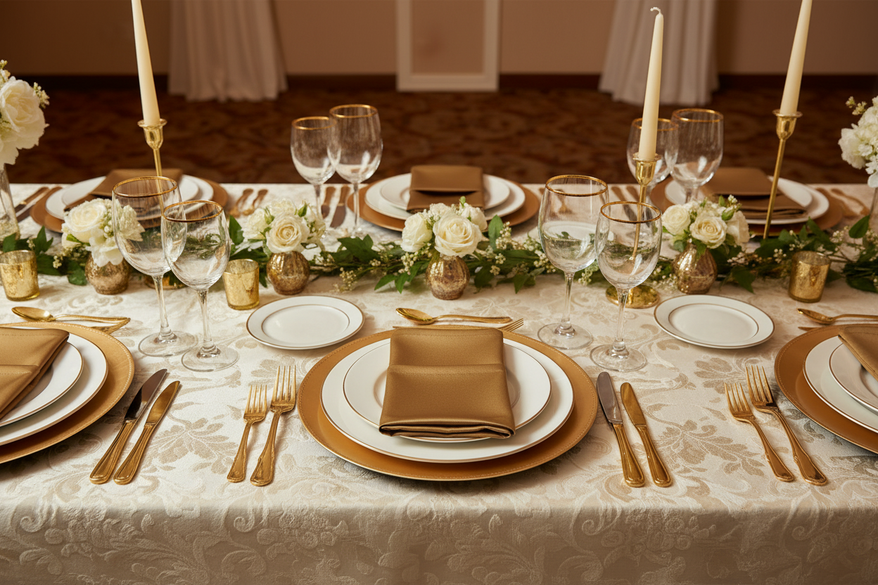 Serviettes sur table mariage