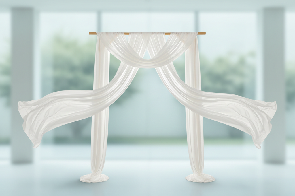 White Chiffon Wedding Arch