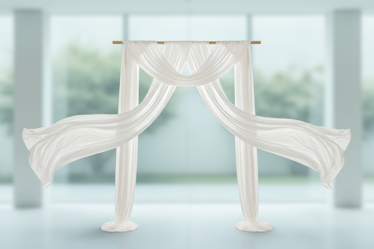White Chiffon Wedding Arch